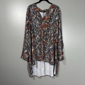 Eloquii Colorful Animal Print High Low Tunic Length Top - 20 - Women's Plus Size